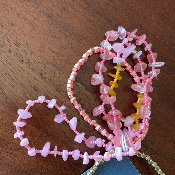 Universal Thread pink bracelets set of 5 semi precious stones jewelry New - Picture 4 of 5